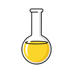 Science flask with yellow chemical liquid icon