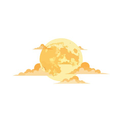 Stylized Full Moon and Clouds Illustration