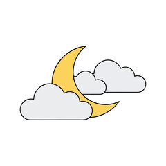 Night Sky Moon and Clouds Weather Icon Vector Graphic
