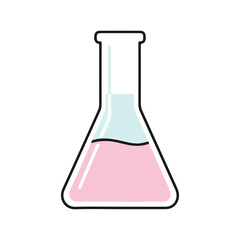 Chemistry Erlenmeyer Flask Icon Pink and Blue Liquid
