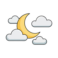Crescent Moon and Clouds Weather Icon