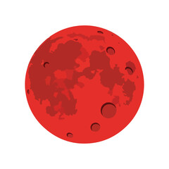 Red Moon Blood Lunar Surface Vector Icon