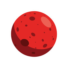 Red Craters Planet Icon Flat Vector Illustration Isolated