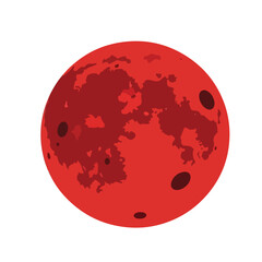 Red Planet or Blood Moon Simple Vector Icon Illustration