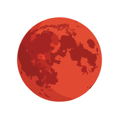 Red Planet or Blood Moon Stylized Vector Illustration Isolated