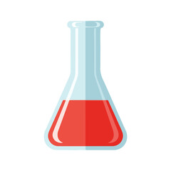 Erlenmeyer Flask Icon with Red Liquid Science Chemistry Research
