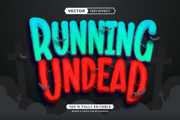 Text effect editable running undead 3d gaming cartoon font style
