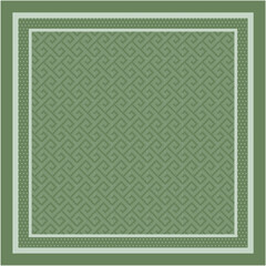 Obraz premium Geometric seamless pattern with elegant interlocking square lines in a minimal vector layout for modern scarf textile and Green Color design