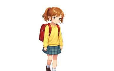 ランドセルを背負った新一年生の女の子・憂鬱な表情