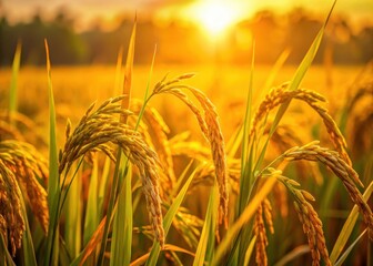 Heres the output  Harvest time approaches as golden hues illuminate the fields of ripening rice plants