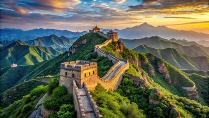 Fototapeta premium Majestic ancient fortification stretches 4,000 miles along Chinas rugged landscape