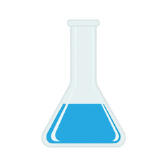 Laboratory Erlenmeyer Flask Icon Blue Liquid Simple Vector