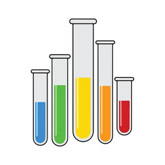 Five Test Tubes with Colorful Chemicals Vector Illustration