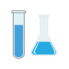 Test Tube and Erlenmeyer Flask Science Equipment Vector