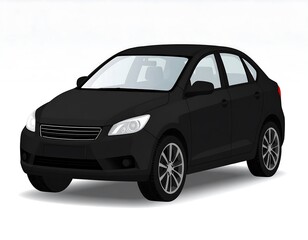 Fototapeta premium A sleek, black, four-door automobile is depicted on a bright, uncluttered background, showcasing a modern, streamlined design