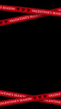 Valentine ribbon frame motion background for romantic social media stories, seamless loop