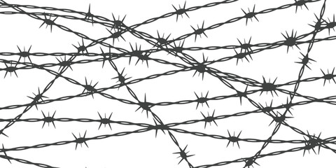 messy rusty barbed wire isolated border,Rusty barbed wire fence isolated on black background.