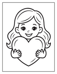 Obraz premium Heart Girl Coloring Book