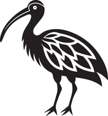 Fototapeta premium Ibis Bird Silhouette Vector Black and White
