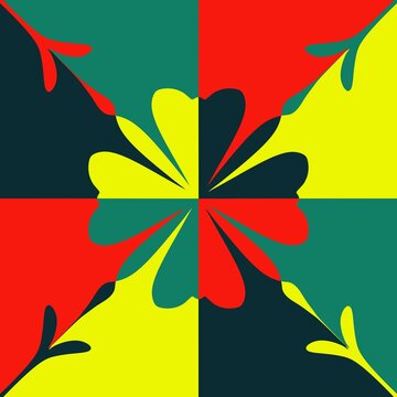 Seamless pattern created from yellow and green tiles.