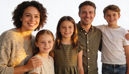 Happy Family Smiling Together Isolated on White Background
