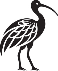 Obraz premium Ibis Bird Silhouette Vector Black and White
