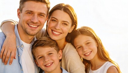 Happy Family Smiling Together Isolated on White Background