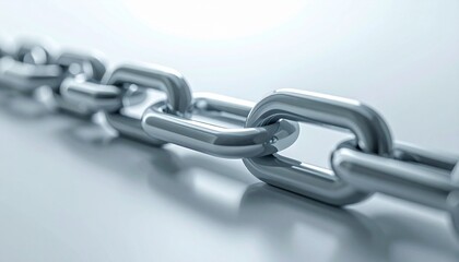 Obraz premium Metal Chain Links on White Background.