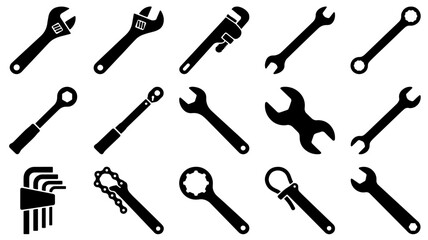 Naklejka premium Collection of Various Wrenches and Tools for Mechanical Work.