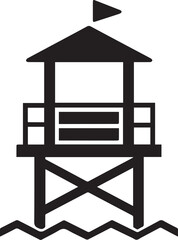 Lifeguard Tower Silhouette Vector Icon
