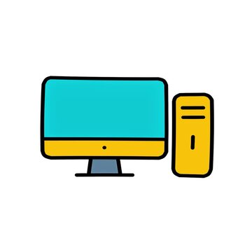 Computer PC Icon Bubble Loop Animation for Technology Background