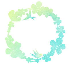 幸せの青い鳥 水彩タッチのやさしいフレームデザイン｜鳥,青い鳥,フレーム