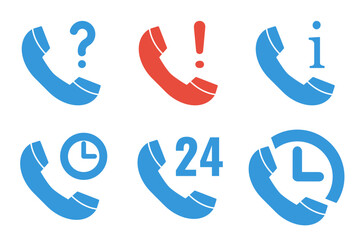 call center or help desk phone vector icons set
