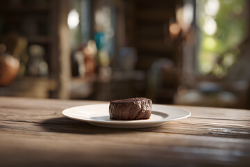 Seared filet mignon steak with potato side dish, top view