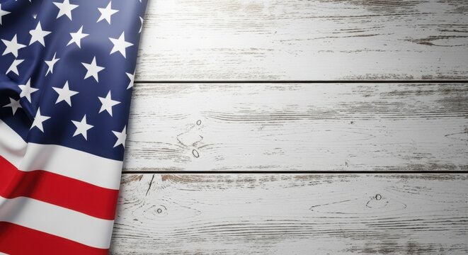 Memorial day tribute with american flag on wooden background