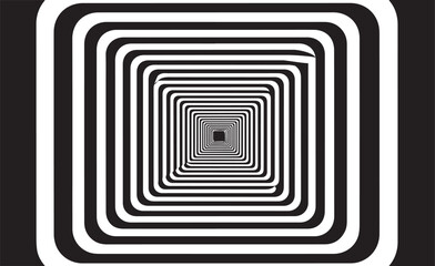 Abstract Black and White Square Tunnel Optical Illusion Vector Background