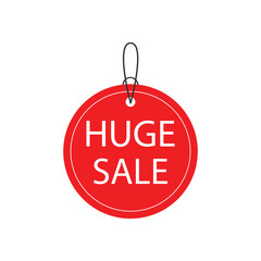 Circular red huge sale hanging tag label for retail promotion