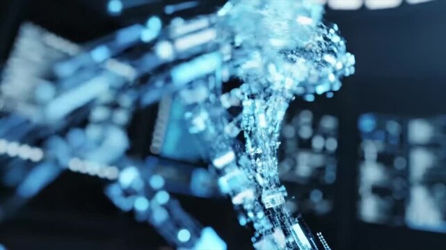 Digital DNA Helix Structure With Glowing Particles Futuristic Biotechnology And Data Science Concept