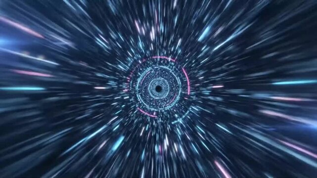 Futuristic Circular Light Speed Tunnel With Glowing Particles Abstract Sci Fi Energy Motion Concept