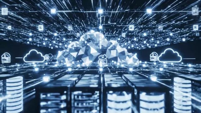 Cloud Computing Data Center With Digital Network Connections And Servers Futuristic Technology Concept