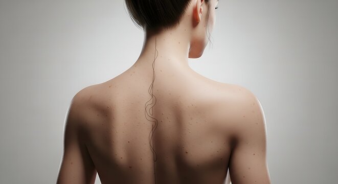 Elegant Minimalist Back Tattoo Design on a Woman's Back Art