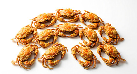 Obraz premium Golden Fried Crabs Displayed as a Gourmet Seafood Dish