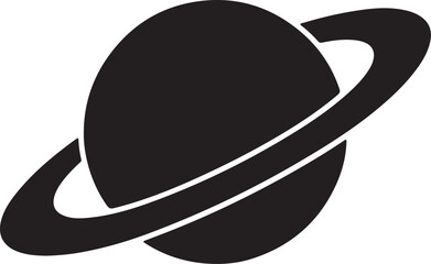 Ringed Planet Silhouette Icon,Space Planet Symbol © Babu