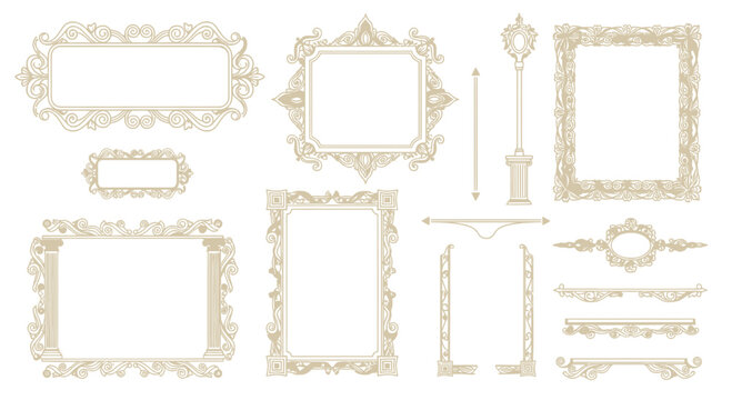 Ornate Vintage Frames and Decorative Elements Collection, Elegant Design