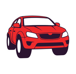 Fototapeta premium red car front view illustration on white background simple design