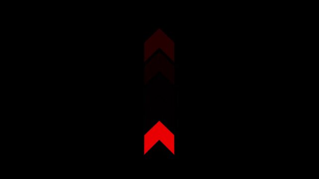 A red colored upward arrow icon displayed on black background. The symbolizing direction, movement, for indicating progress, scrolling, or pointing to important elements and app-related projects.