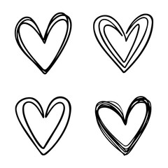 Hand drawn heart shapes collection for valentine and wedding design