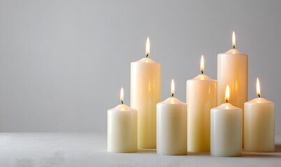 Church candles are burning, realism, white background
