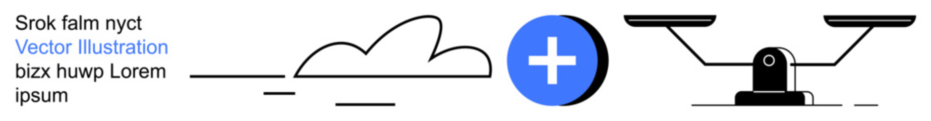 Obraz premium Data storage, healthcare, justice, fairness, decision-making, scale concepts. Abstract cloud with plus sign and a balance scale. Healthcare and justice as primary