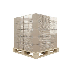 Stack of cardboard boxes on a wooden pallet